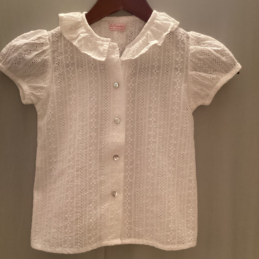 White eyelet blouse, La Coqueta, 7Y